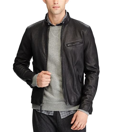 polo ralph lauren lambskin leather café racer jacket replica|polo black leather jacket.